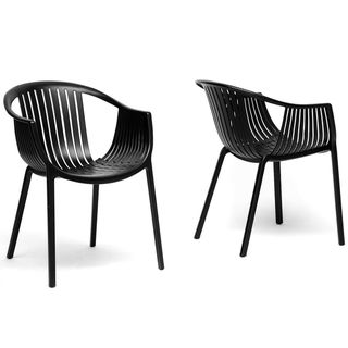 Grafton Black Plastic Stackable Modern Dining Chairs (set Of 2)