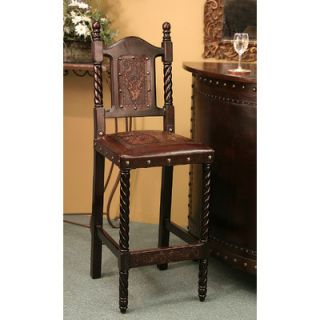 New World Trading Colonial Bar Stool SOLB10ab / SOLB10r Finish Antique Brown
