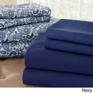 Solid And Print 8 piece Microfiber Sheet Set (more Colors Available)