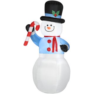 Holiday Living 6.98 ft Christmas Inflatable Fabric Snowman with Candy Cane