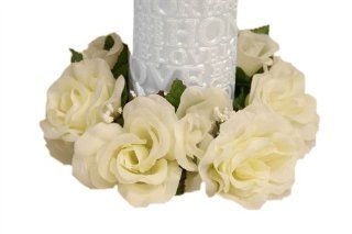 8 pcs Silk ROSES Flowers Candle Rings Wedding Centerpieces   Ivory   Party Decorations