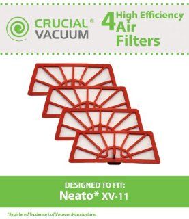 4 Neato XV 11 Air Filters Fits Neato XV 11 XV11 All Floor Robotic Vacuum Cleaner System; Compare to Neato Filter Part #945 0004 (9450004); Designed & Engineered by Crucial Vacuum   Household Vacuum Filters Upright