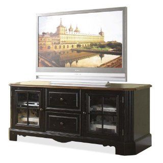 Riverside Furniture Delcastle 63 Inch TV Stand in Aged Black and Antique Irish Pine   Home Entertainment Centers