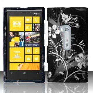 Black White Flower Hard Cover Case for Nokia Lumia 920 Cell Phones & Accessories