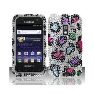 Silver Colorful Leopard Bling Gem Jeweled Crystal Cover Case for Samsung Galaxy Attain 4G SCH R920 Cell Phones & Accessories