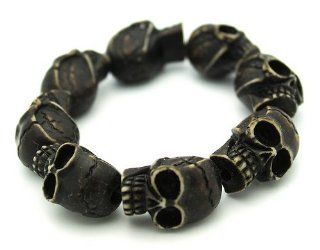 Skeleton Skull Shamballa Bracelet Black / Brown Beads Dead Jack Jewelry