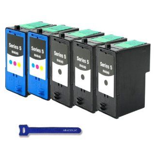 Dell Series 5 (M4640, M4646) Remanufactrued Ink Cartridges for Dell All in One 922, 924, 942, 944, 962, 964 Printers (3 Black, 2 Color)