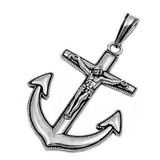Anchor of the Soul Jesus Cross 35MM Pendant Sterling Silver 925 Jewelry