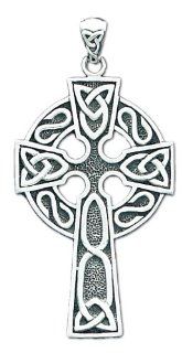 0.925 Sterling Silver Irish Celtic Cross Pendent Charm Jewelry