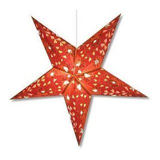Hearts And Flowers Burgundy 5 Point Paper Star Lantern With 12" White Electric Cord SLPPWHNO  Tissue Hanging Decorations  Patio, Lawn & Garden
