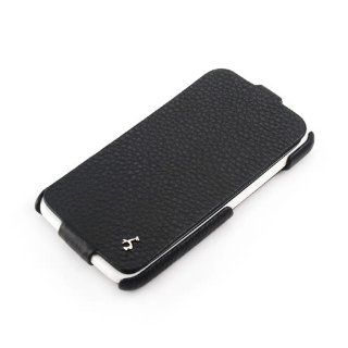 Story Leather HTC One X Flip Down Fold Premium Black Handmade Genuine Leather Phone Case Cell Phones & Accessories