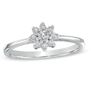 CT. T.W. Diamond Sunburst Promise Ring in 10K White Gold   Zales