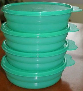 Tupperware Impressions Cereal Bowls Micro Set of 4 Teal Kitchen & Dining