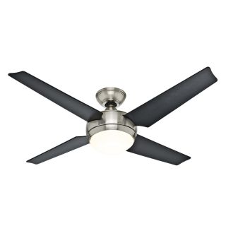 Hunter Sonic 52 in Brushed Nickel Downrod Mount Ceiling Fan with Light Kit and Remote ENERGY STAR