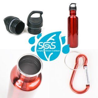 Stainless Steel Water Bottle Canteen   Single Pack   Candy Apple Red Kitchen & Dining