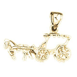 Gold Plated 925 Sterling Silver Horse And Chariot Pendant Jewels Obsession Jewelry