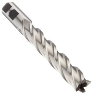 Union Butterfield 5110064 High Speed Steel (HSS) Square Nose End Mill, Inch, Extra Long Length, Weldon Shank, Uncoated (Bright) Finish, Finishing Cut, Non Center Cutting, 4 Flutes, 5" Overall Length, 1/2" Cutting Diameter, 1/2" Shank Diamete