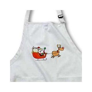 apr_60081_4 Edmond Hogge Jr Christmas   Santa and Rudolph The Rednosed Reindeer   Aprons   BLACK Full Length Apron with Pockets 22w x 30l   Kitchen Aprons