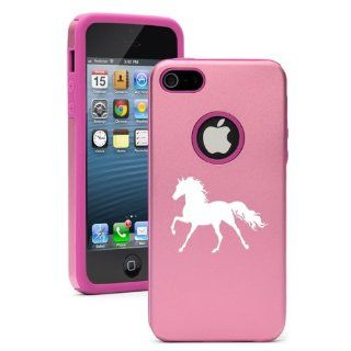 Apple iPhone 5c Pink CD986 Aluminum & Silicone Case Cover Horse Cell Phones & Accessories
