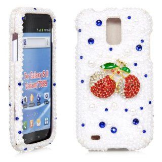 iSee Case 3D Pearl Bling Rhinestone Crystal Full Cover Case for Samsung Galaxy S2 S 2 II T Mobile HERCULES SGH T989 (Red Cherry White Peaerl) Cell Phones & Accessories