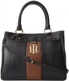 Tommy Hilfiger Monogrammed II Detachable Strap Shoulder Handbag,Black 990,One Size Shoes