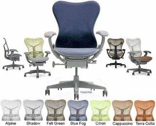 Deluxe Mirra Herman Miller Office Desk Chair Highly Adjustable with Forward Tilt Seat Angle and Latitude Fabric Cover   Blue Fog   Mirra Chair