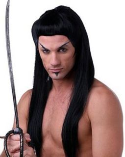Adult Black Samurai Costume Wig Clothing