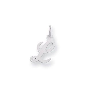 Sterling Silver Small Script Initial L Charm, Best Quality Free Gift Box Satisfaction Guaranteed Jewelry