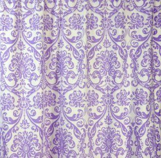 Lavender Purple and White Damask Drape with Blackout Lining, One Grommet Top Curtain Panel 108 inches long x 50 inches wide   Item Type Keyword Window Treatment Curtains Or Window Treatment Draperies