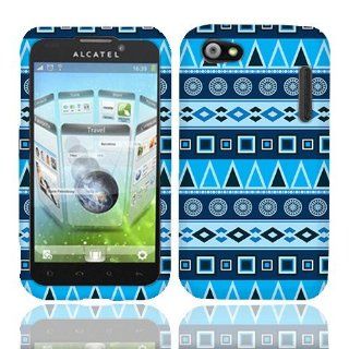 Alcatel OT 995 Blue Aztec Glossy Cover Cell Phones & Accessories