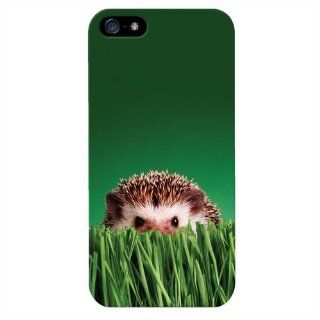 Hedgehog in Green Grass Rubberised Hard Back Cover Case for iPhone 5 / 5S Cell Phones & Accessories