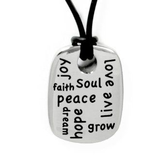 Pray Hope Dream Joy Peace Love Grow Live Faith Soul   Inspirational Pendant Necklace 18 Inch Black Cord Jewelry