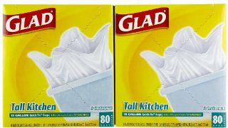 Glad Quick Tie Tall Kitchen Trash Bags, 80 ct, 13 gallon 2 pack Health & Personal Care