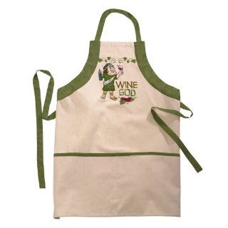Grasslands Road Winers wine God Embroidered Two Pocket Apron   Kitchen Aprons