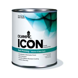 Olympic 28 fl oz Interior Satin Kitchen and Bath White Latex Base Paint with Mildew Resistant Finish
