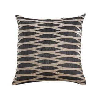 Zodax Portico 18 inch Square Polyhem Wavy Design Throw Pillow, Charcoal Gray and Natural  