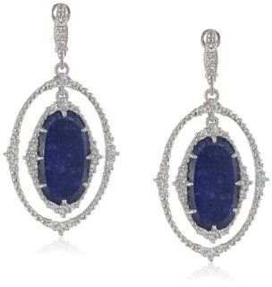 Judith Ripka "Sophia" Oval Blue Drop Earrings Jewelry
