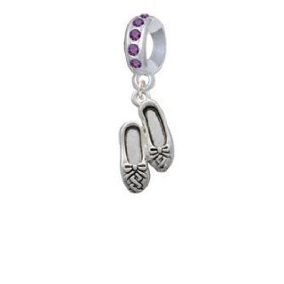 Ballet Slippers   Silver Peridot Crystal Charm Bead Dangle Delight Jewelry Jewelry