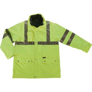 Ergodyne GloWear Class 3 4-in-1 High-Visibility Jacket — Lime, 4XL, Model# 8385  Safety Jackets