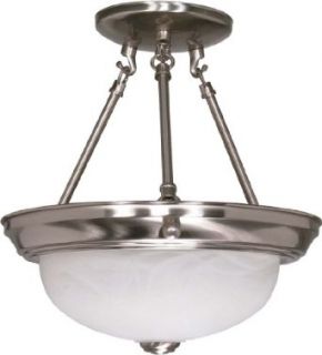 Nuvo 60/200 11 Inch Brushed Nickel Semi Flush with Alabaster Glass   Close To Ceiling Light Fixtures  