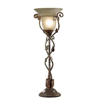 Absolute Decor 30 in Brown Iron Finish Indoor Table Lamp with Glass Shade