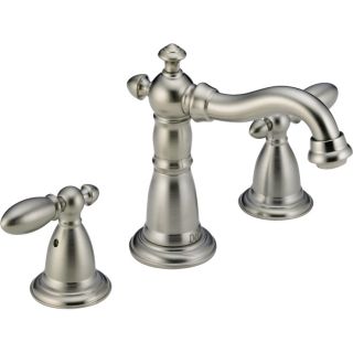 Delta Victorian Stainless 2 Handle Widespread WaterSense Bathroom Sink Faucet (Drain Included)