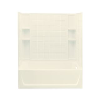 Sterling Ensemble Biscuit Fiberglass and Plastic Wall and Floor 4 Piece Alcove Shower Kit with Bathtub (Common 60 in x 32 in; Actual 76 in x 60 in x 32 in)
