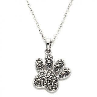 Marcasite Paw Design Sterling Silver Pendant and 18" Cable Link Chain