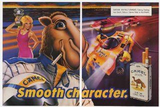 1989 Camel Cigarette Race Car Driver Joe Camel Smooth Character 2 Page Print Ad  