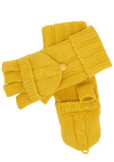 Tulle Clothing Under the Cable Knit Gloves in Yellow  Mod Retro Vintage Gloves