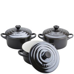 Le Creuset Set of 3 Mini Casserole Dishes   Precious Black      Homeware