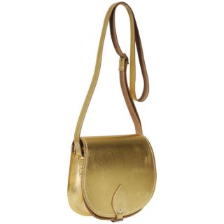 Zatchels Small Metallic Leather Saddle Bag   Gold      Womens Accessories