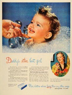 1949 Ad Ivory Soap Bar Baby Girl Bath Skin Cleanser   Original Print Ad  
