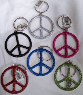 Glitter Peace Sign Key Chain   2 Pack Toys & Games